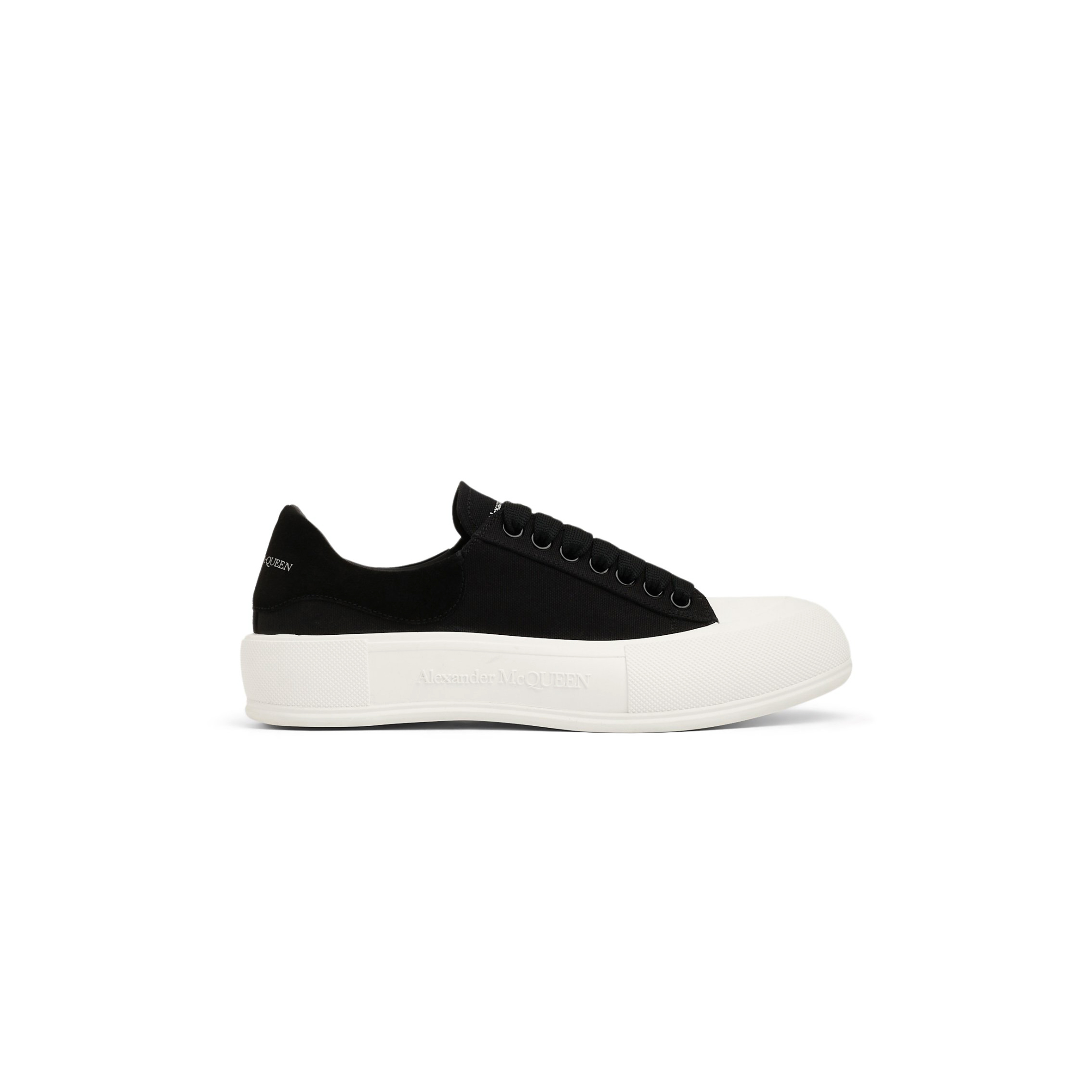 Ale*d*r m*q*en deck sneakers in black canvas 654593w4mv71070